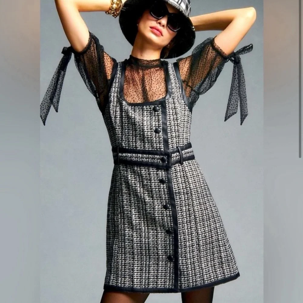 Anthro Maeve tweed mini dress size 10 - Picture 13 of 16